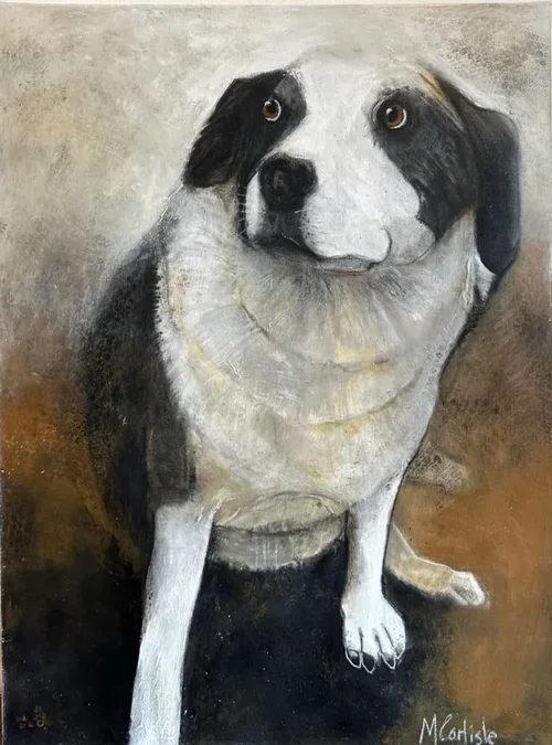 MARGIE CARLISLE Who Me? 102 × 76 cm mixed media on canvas $2200