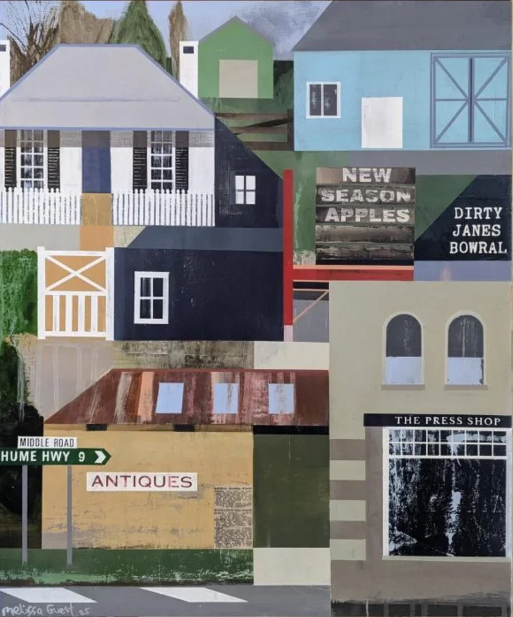 MELISSA GUEST Southern Highland Musings 65 × 55 cm framed acrylic on canvas $1850
