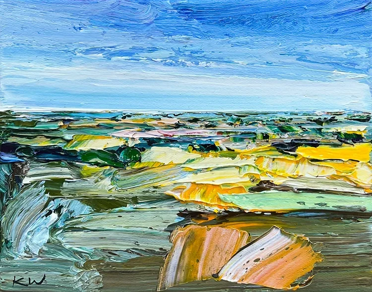 KATIE WYATT Laura 20 × 25 cm framed acrylic on canvas $390