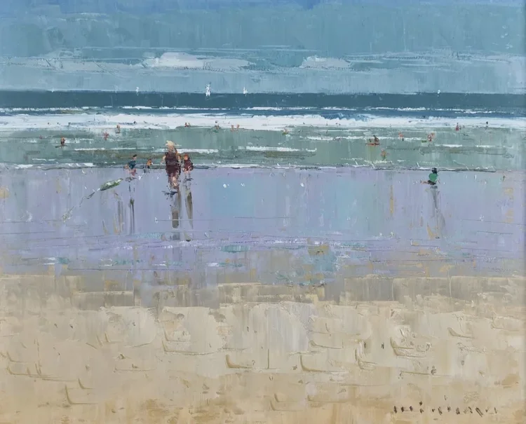 MINHAN CHO Low Tide Kuta Beach 50 × 40cm Framed oil on board $1800