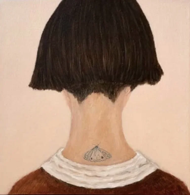 BRIGITA HAMMELL Girl With Tattoo 33 × 33 cm framed oil on canvas $950