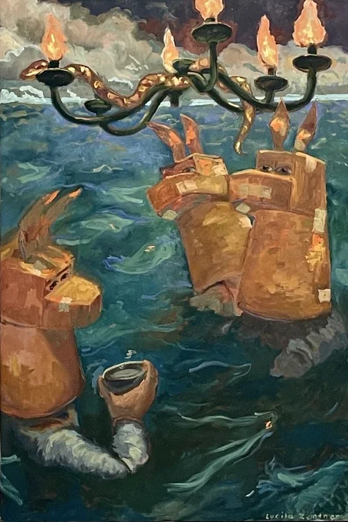 LUCILA ZENTNER Its Going Swimmingly 135 × 90 cm framed oil on canvas $11500