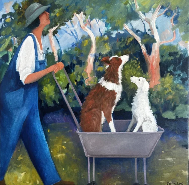 PENNY LOVELOCK Friends For Life 50 x 50 cm framed oil on canvas $2400