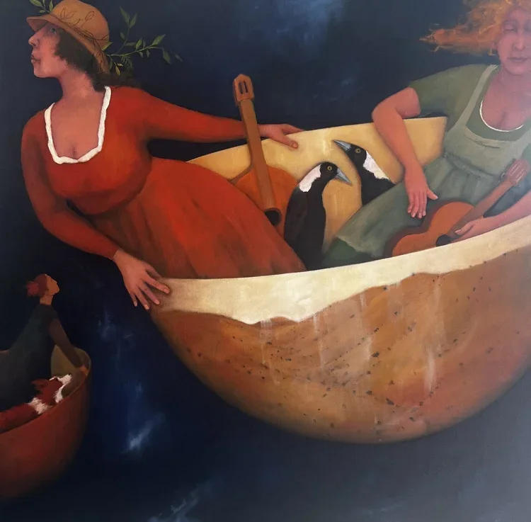 PENNY LOVELOCK Fly Free My Friend, Fly Free 70 x 70cm framed oil on canvas $3600