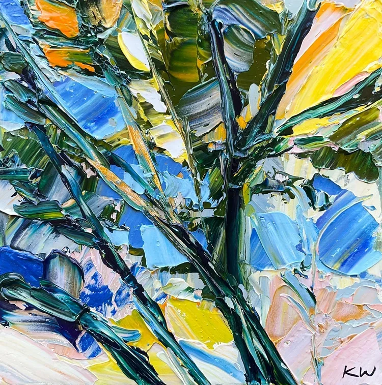 KATIE WYATT Carla 20 × 20 cm framed acrylic on canvas $550