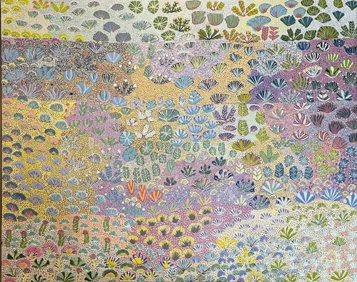 JULIANNE NGWARRAYE MORTON - My Country My Bush Medicine - 152 x 122 cm framed acrylic on canvas $9500