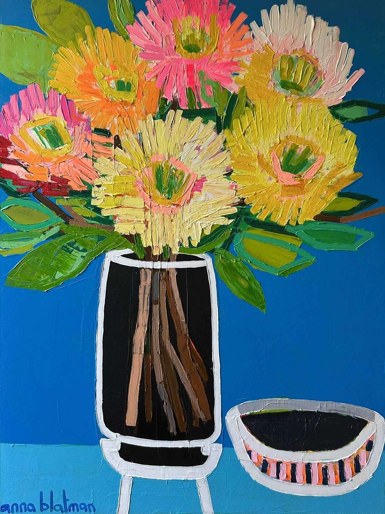ANNA BLATMAN Daisy Boo Boo 91 × 122 cm framed acrylic on canvas $3600