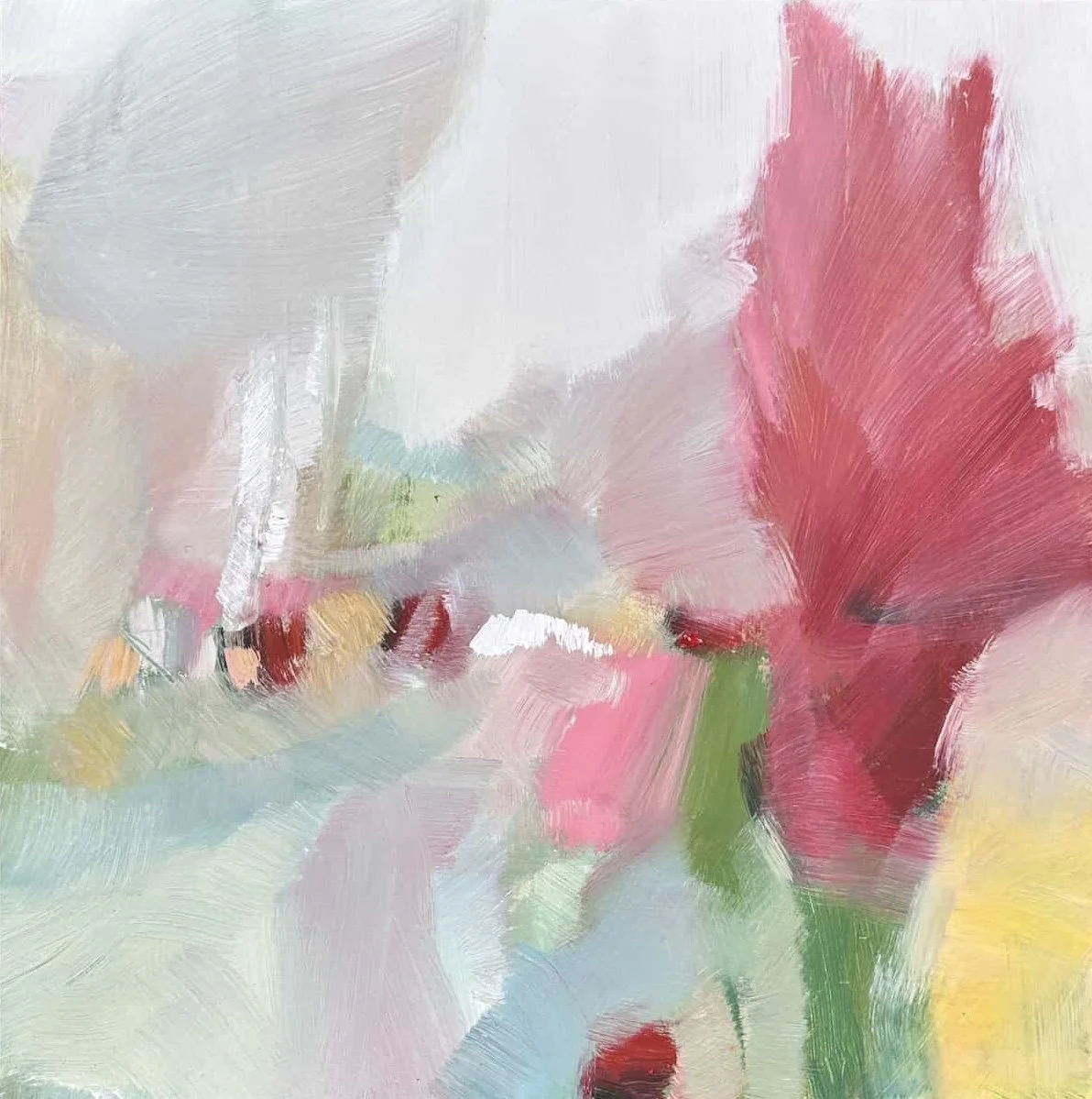 JANE CANFIELD Spring III 40 × 40 cm framed oil on birch panel $1450