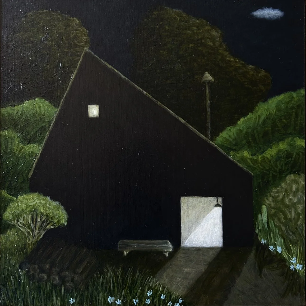 BRIGITA HAMMELL Immersed In The Sweet Scent Of The Still Night 30 × 30 cm framed oil on canvas $900