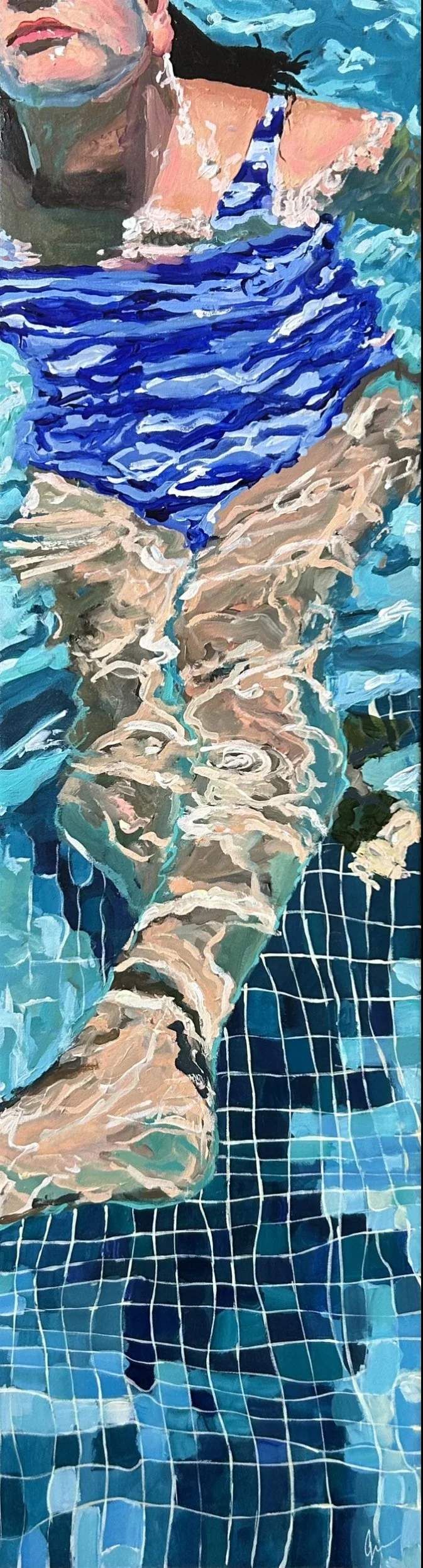 GINA DEBINKSI Below The Surface 25 x 91cm framed acrylic on canvas $1900