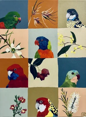 Parrots Picnic 40 x 30cm acrylic on canvas $650