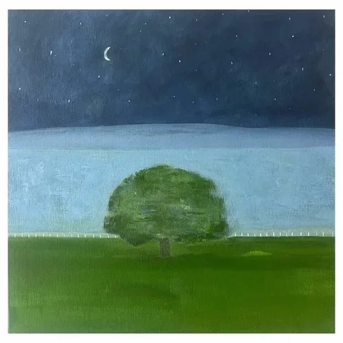 Half Moon Over The Lake 41 × 41 cm framed acrylic on canvas $1100