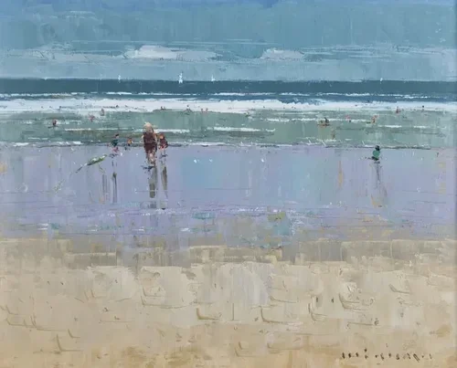 Low Tide Kuta Beach 50 × 40cm Framed oil on board $1800