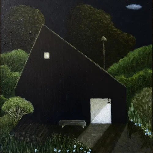 Immersed In The Sweet Scent Of The Still Night 30 × 30 cm framed oil on canvas $900