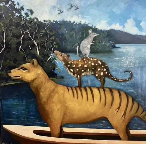Life Can Stack Up Sometimes 50 x 50cm framed oil on canvas $2400