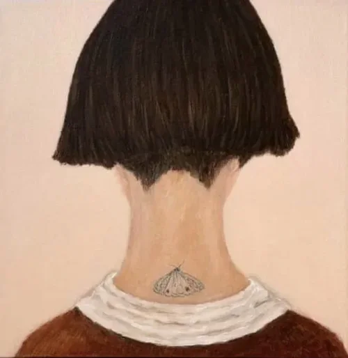 Girl With Tattoo 33 × 33 cm framed oil on canvas $950