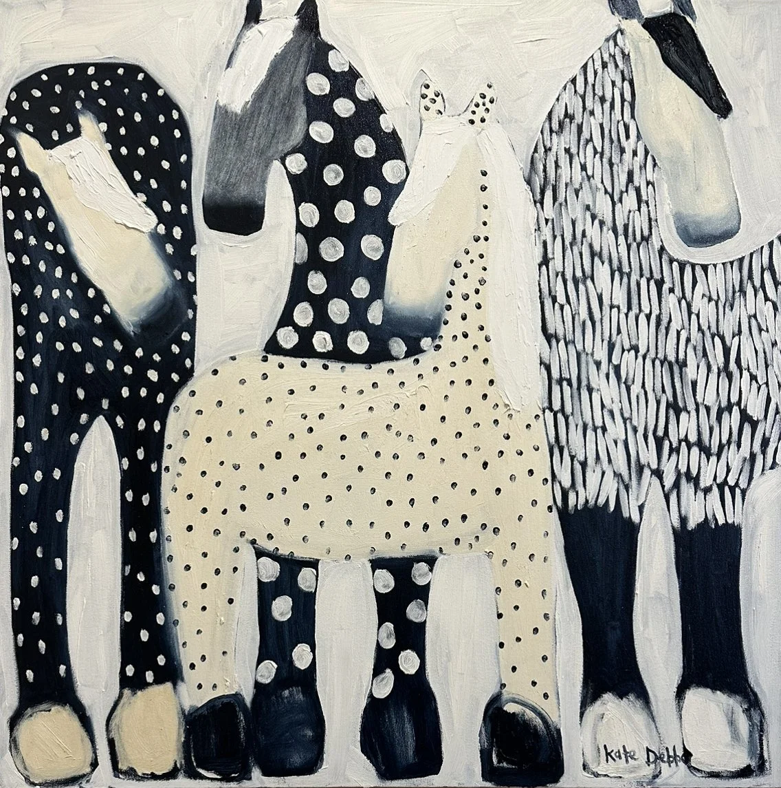 KATE DEBBO Love All Around 90x90cm framed oil on canvas $3600