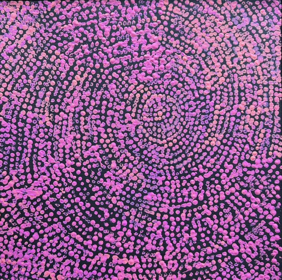 SARAH NAPURRURLA LEO Water Dreaming 30 x 30 cm framed acrylic on canvas $450