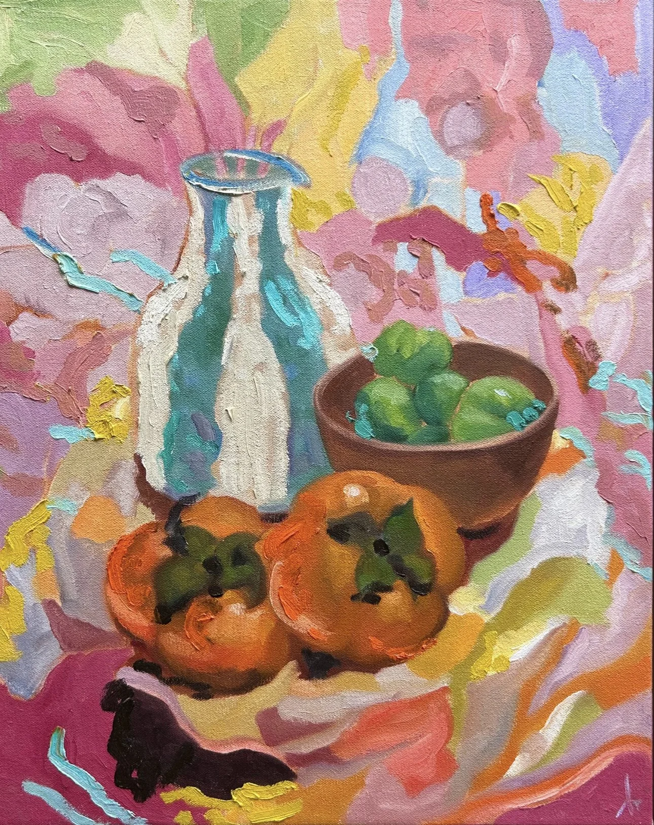 LUCILA ZENTNER Fruit and Vase 50 x 40cm framed oil on canvas $3200