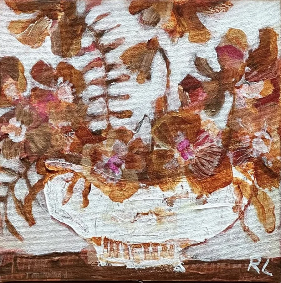 Jewel Mix 18 x 18 cm framed acrylic on canvas $400