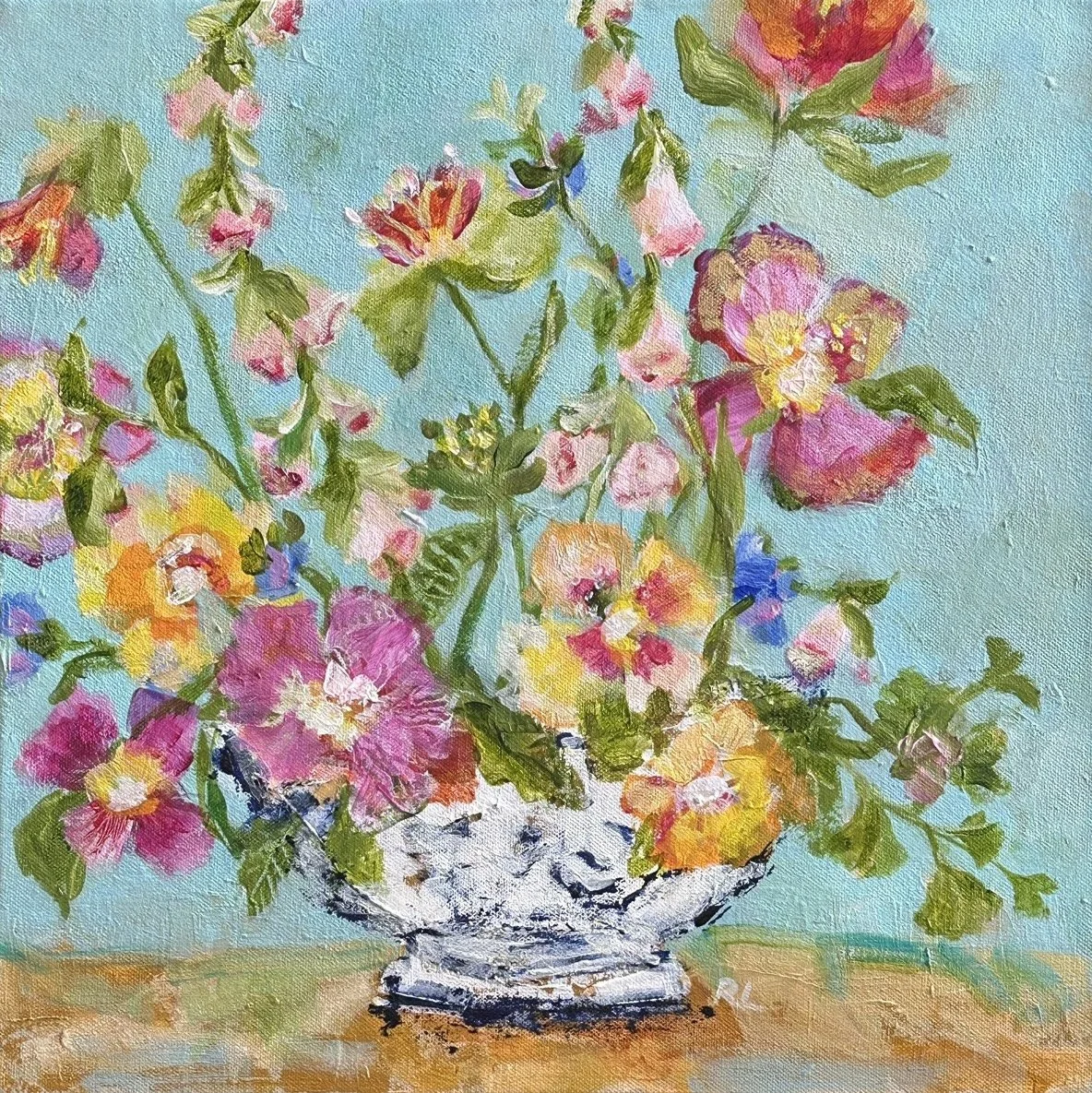RACHAEL LITTLE Every Single Spring and Summer 40 x 40 cm framed acrylic on canvas $990