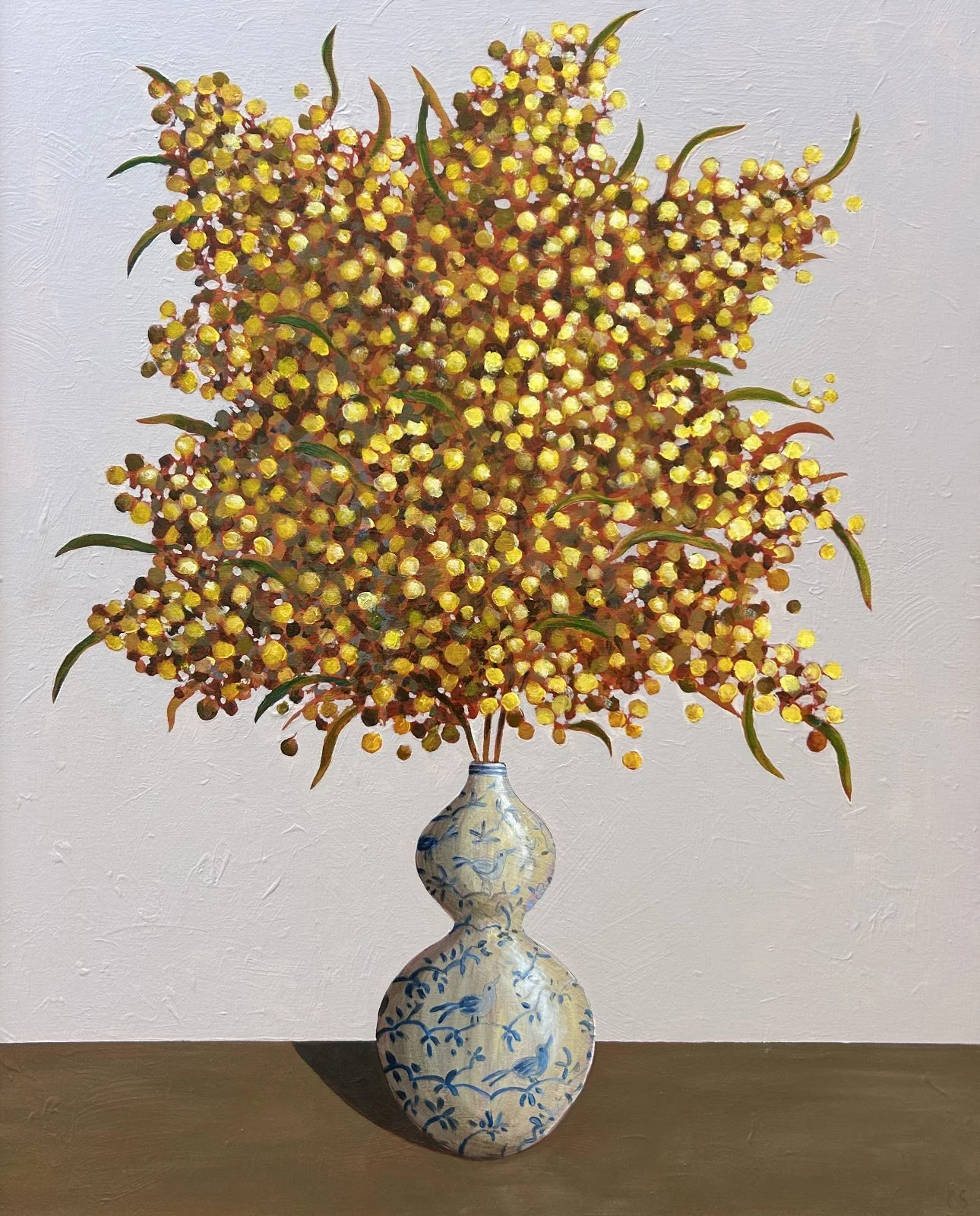 Wattle In China 78 x 63 cm framed acrylic on canvas $1800