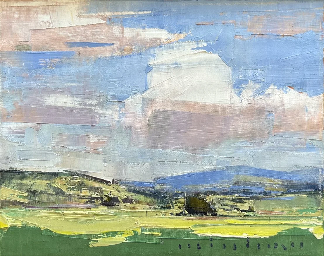 MINHAN CHO Veil Of Light 20 x 25 cm framed oil on canvas $990