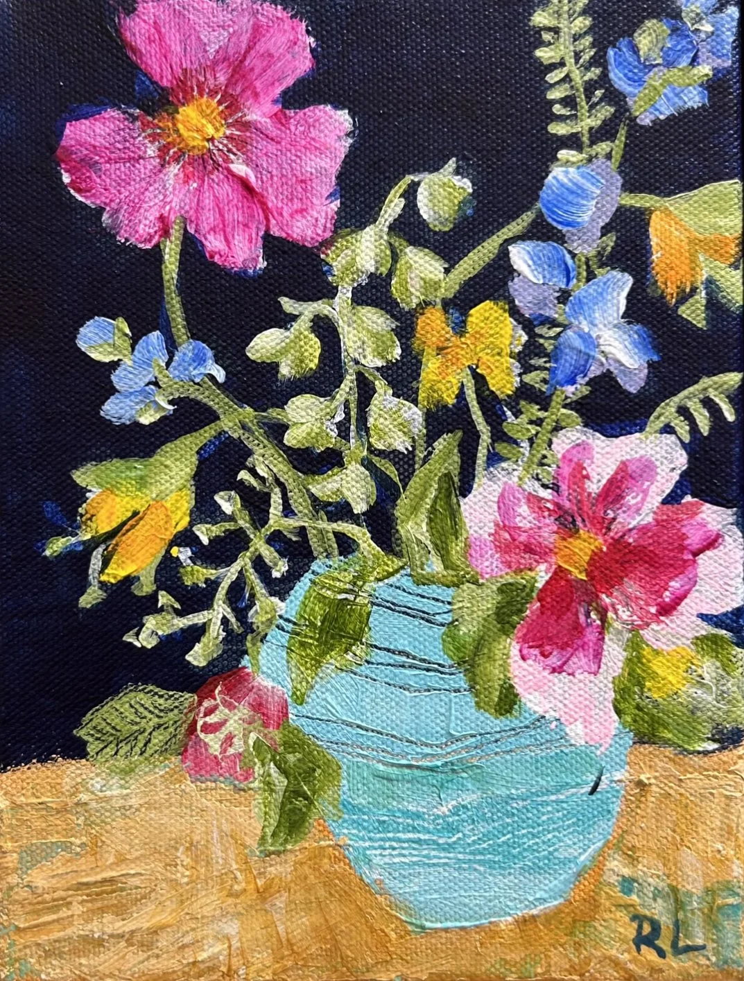 *HOLD Little Bunch II 20 x 15 cm framed acrylic on canvas $400