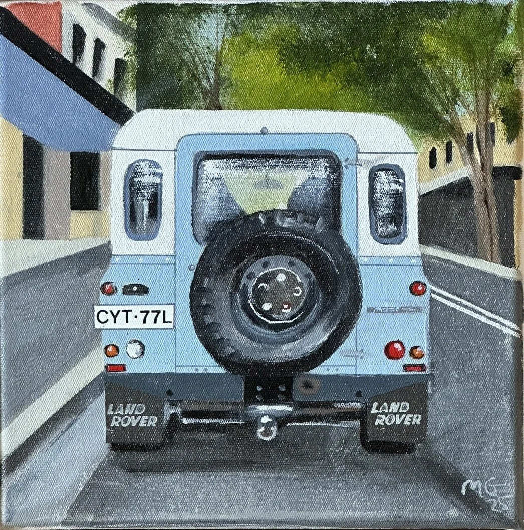 MELISSA GUEST Tiffany Blue Defender Surry Hills 20 x 20 cm framed acrylic on canvas $600