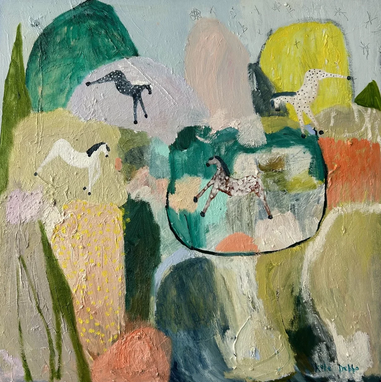 Sorbet Hills 90 x 90 cm framed oil on canvas $3600