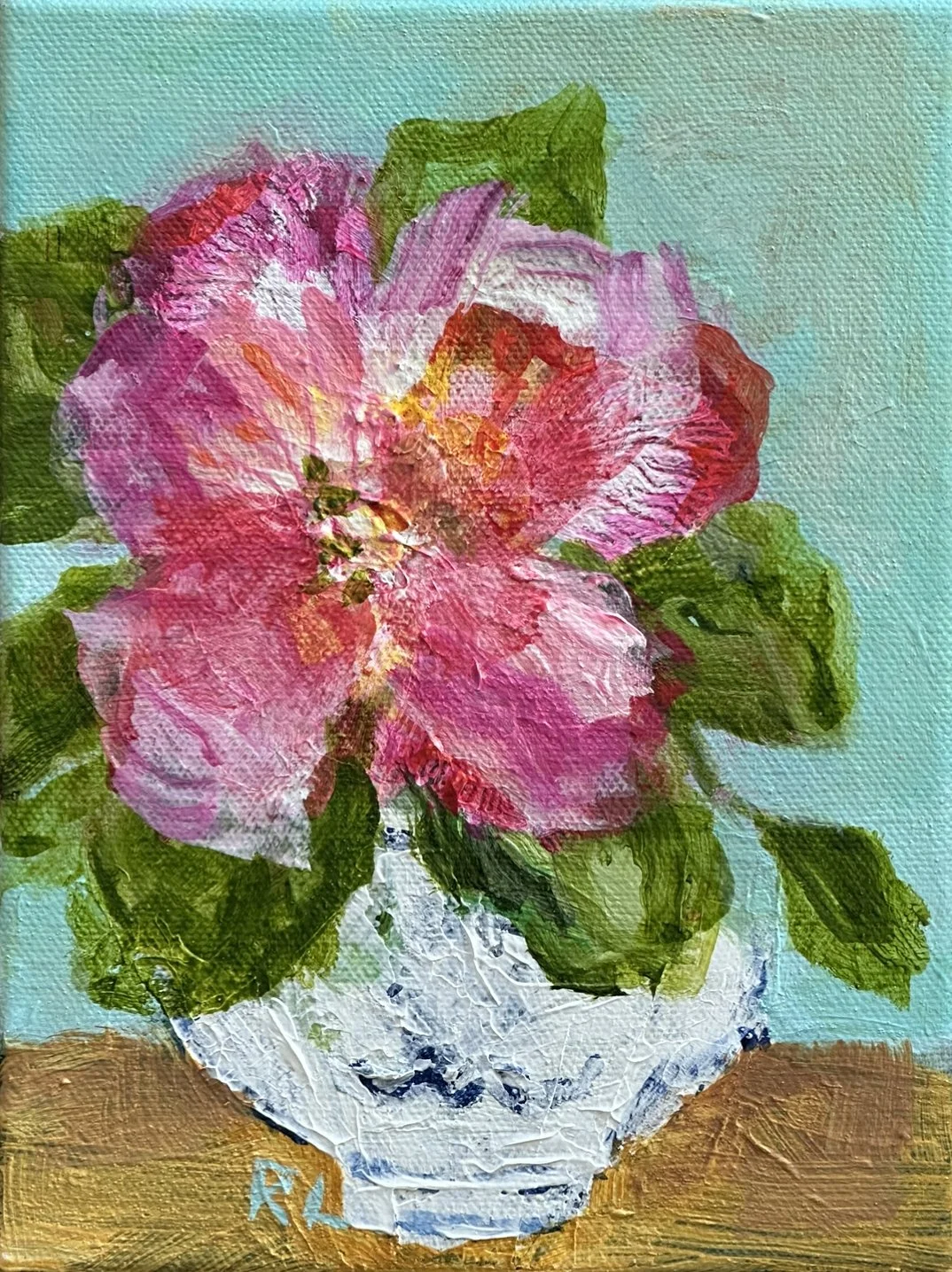 RACHAEL LITTLE Petite Bliss 20 x 25 cm framed acrylic on canvas $450