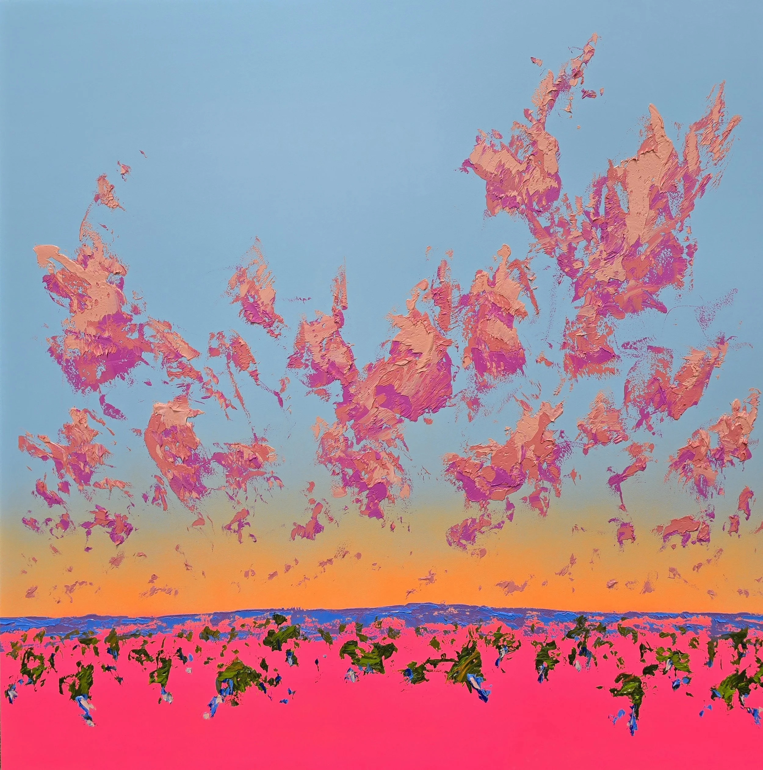 JOHNNY K I'm Feeling Good 90 x 90 cm framed oil and acrylic on board $3850