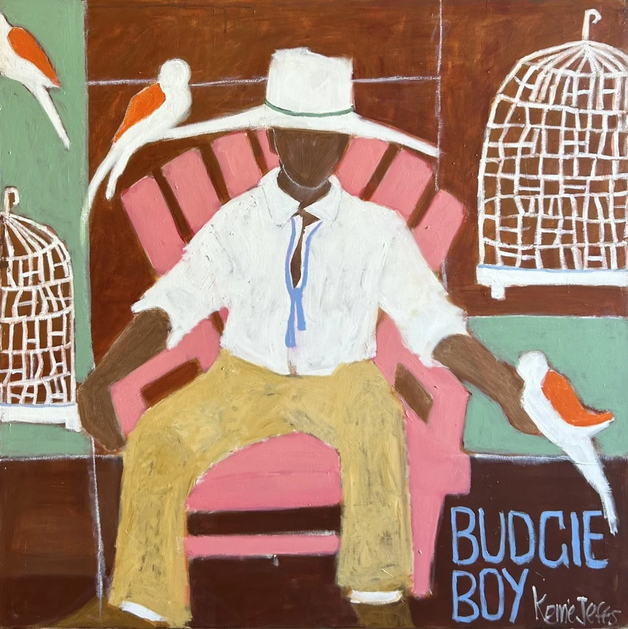 Pink Chair 120 x 120 cm framed acrylic on canvas $4900