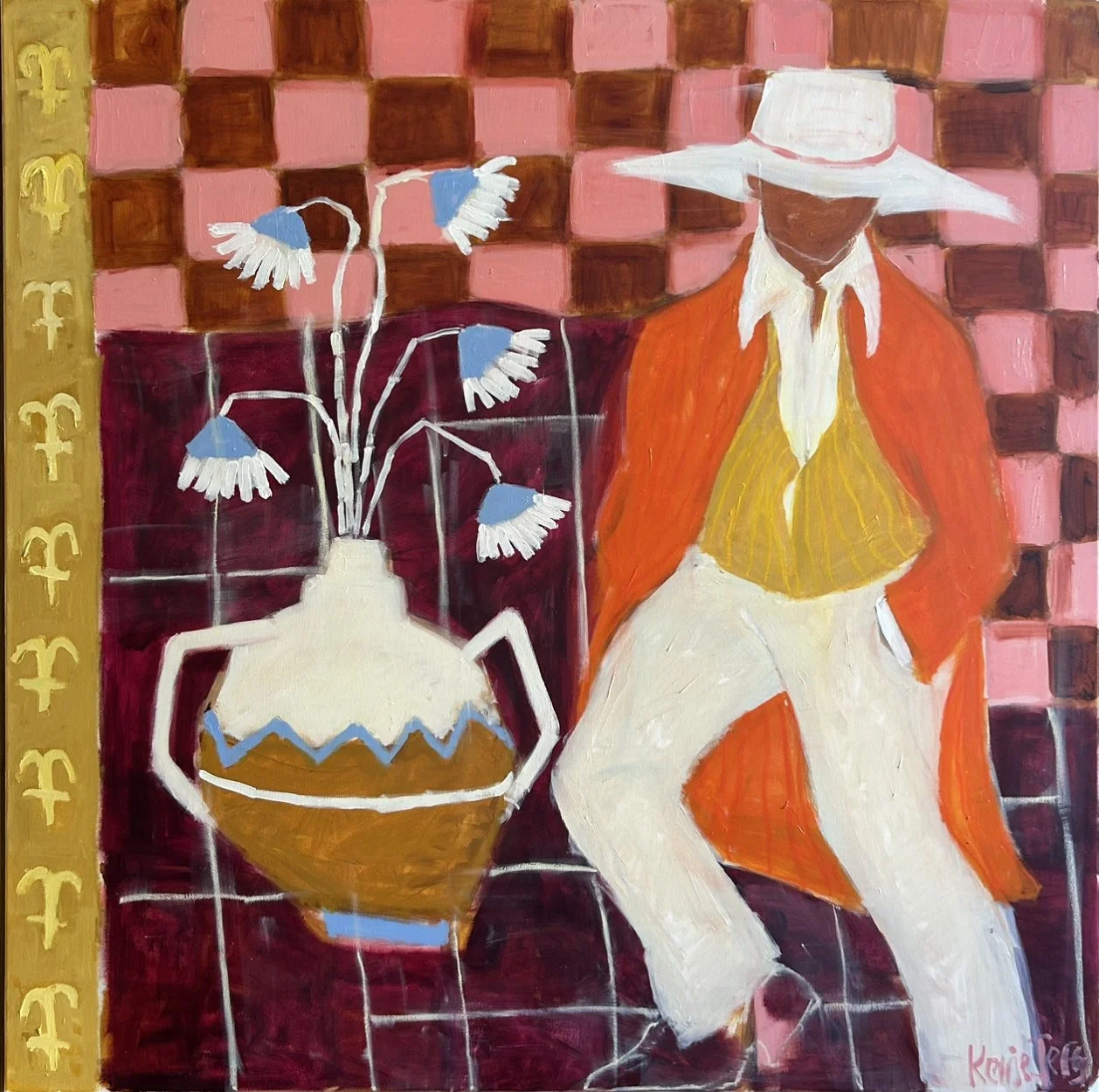 Big Vase 120 x 120cm framed acrylic on canvas $4900