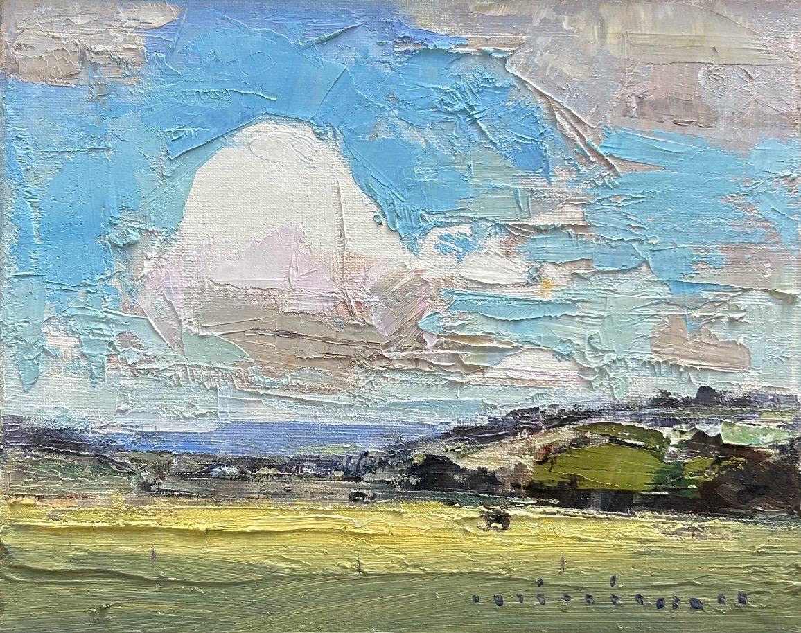 MINHAN CHO Golden Hour Serenity 25 x 20 cm framed oil on canvas $990