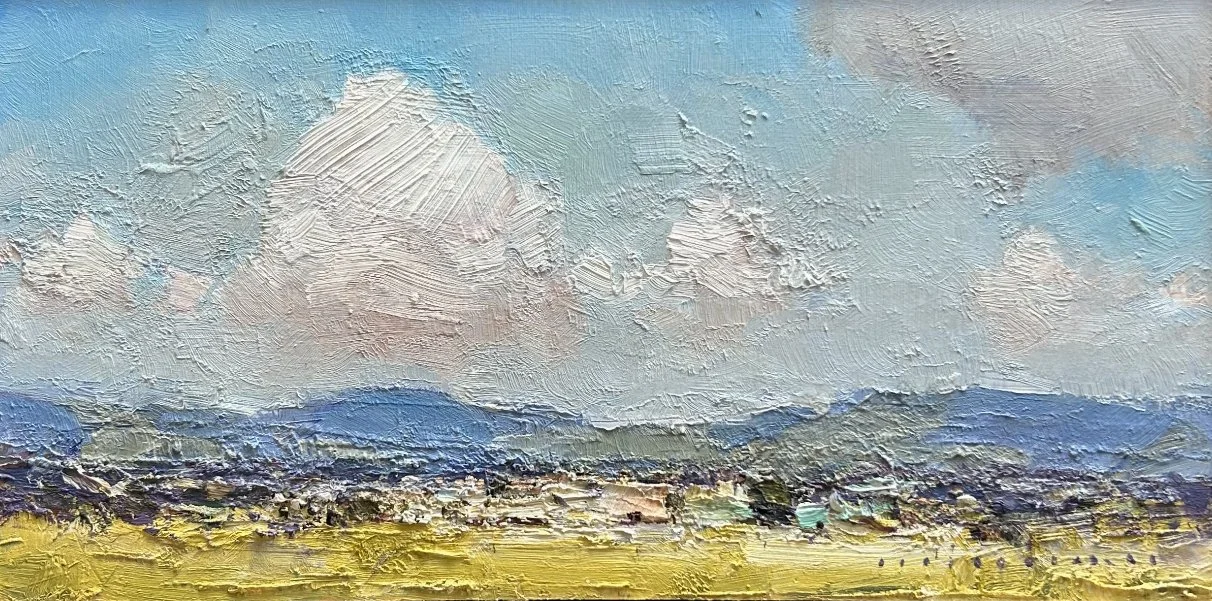 MINHAN CHO Passing through 40 x 20 cm framed oil on board $1250