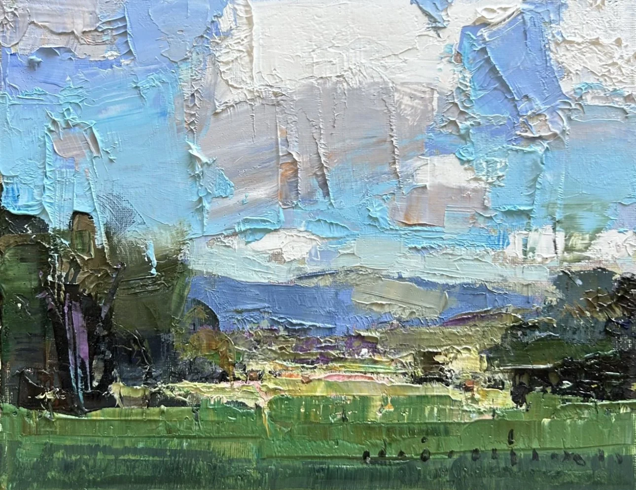 Gleams On The Meadow 25 x 20 cm framed oil on canvas $990