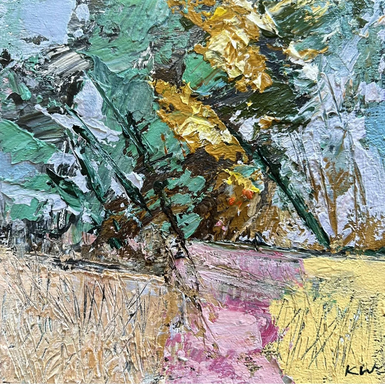 KATIE WYATT Field Motion I  20 x 20 cm acrylic on wood panel $320