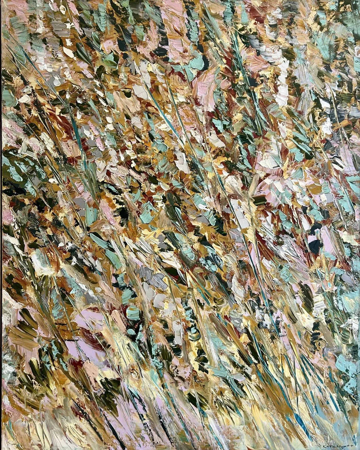 KATIE WYATT Bloomscape 152 x 122cm framed acrylic on canvas $5990