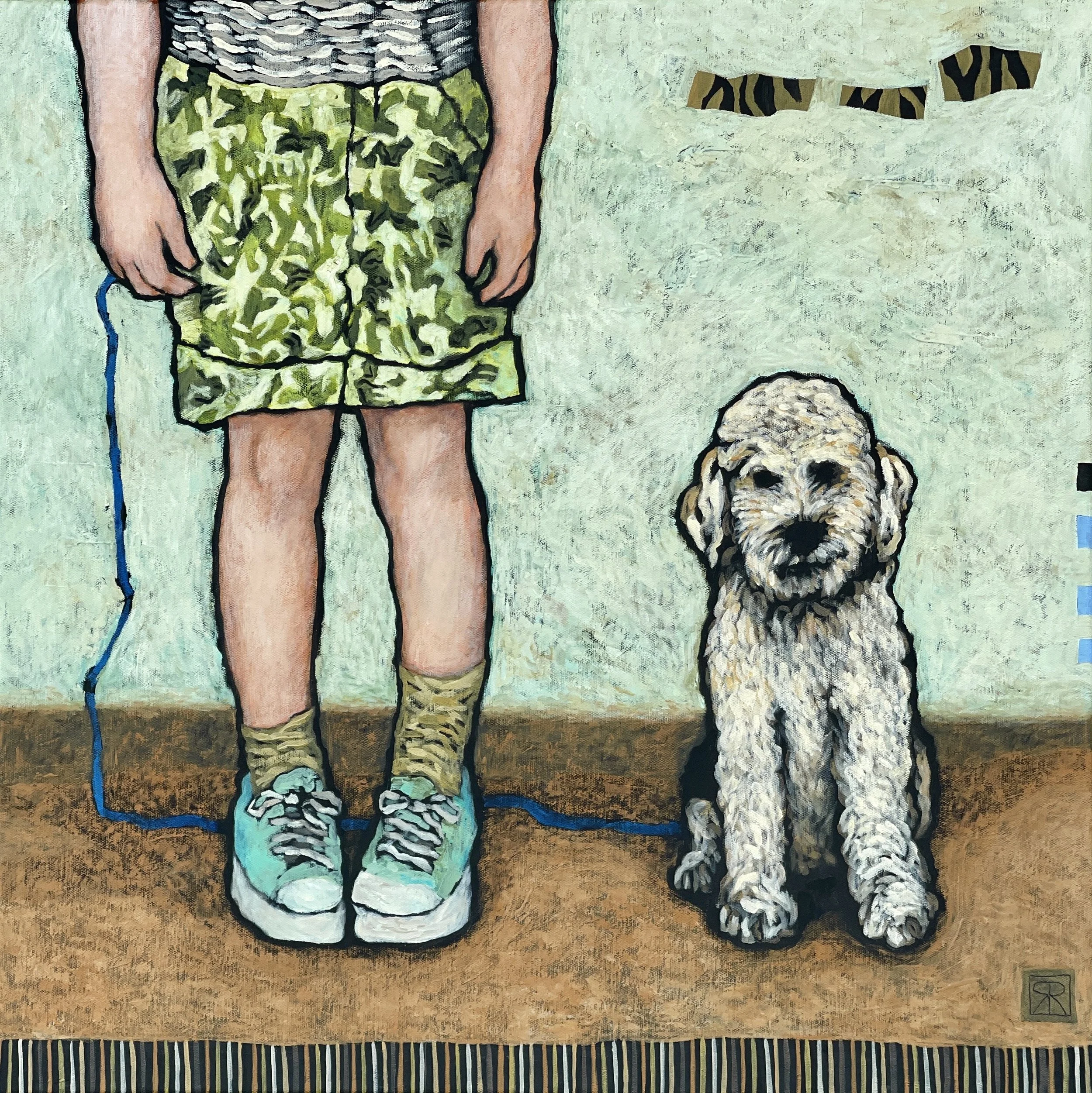 ROBYN RANKIN Good Boy Sit 50 x 50 cm framed acrylic on canvas $2000