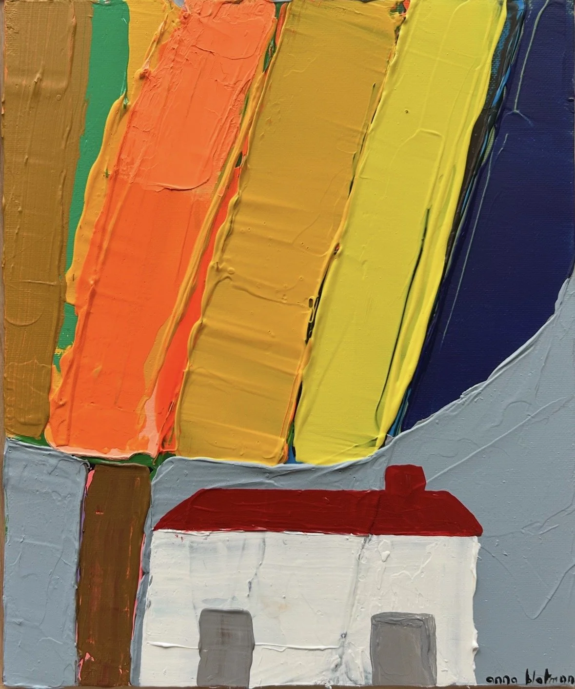 ANNA BLATMAN 31 x 26 cm framed acrylic on canvas board $695