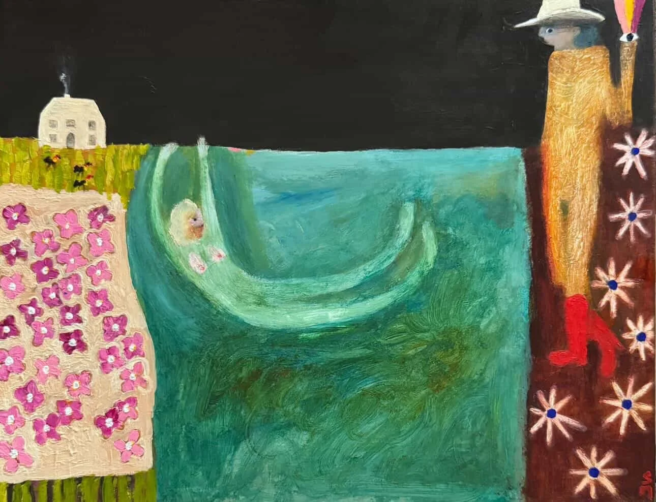 Neath The Curse Of My Lovers Eyes 30 x 23cm acrylic on wood $750