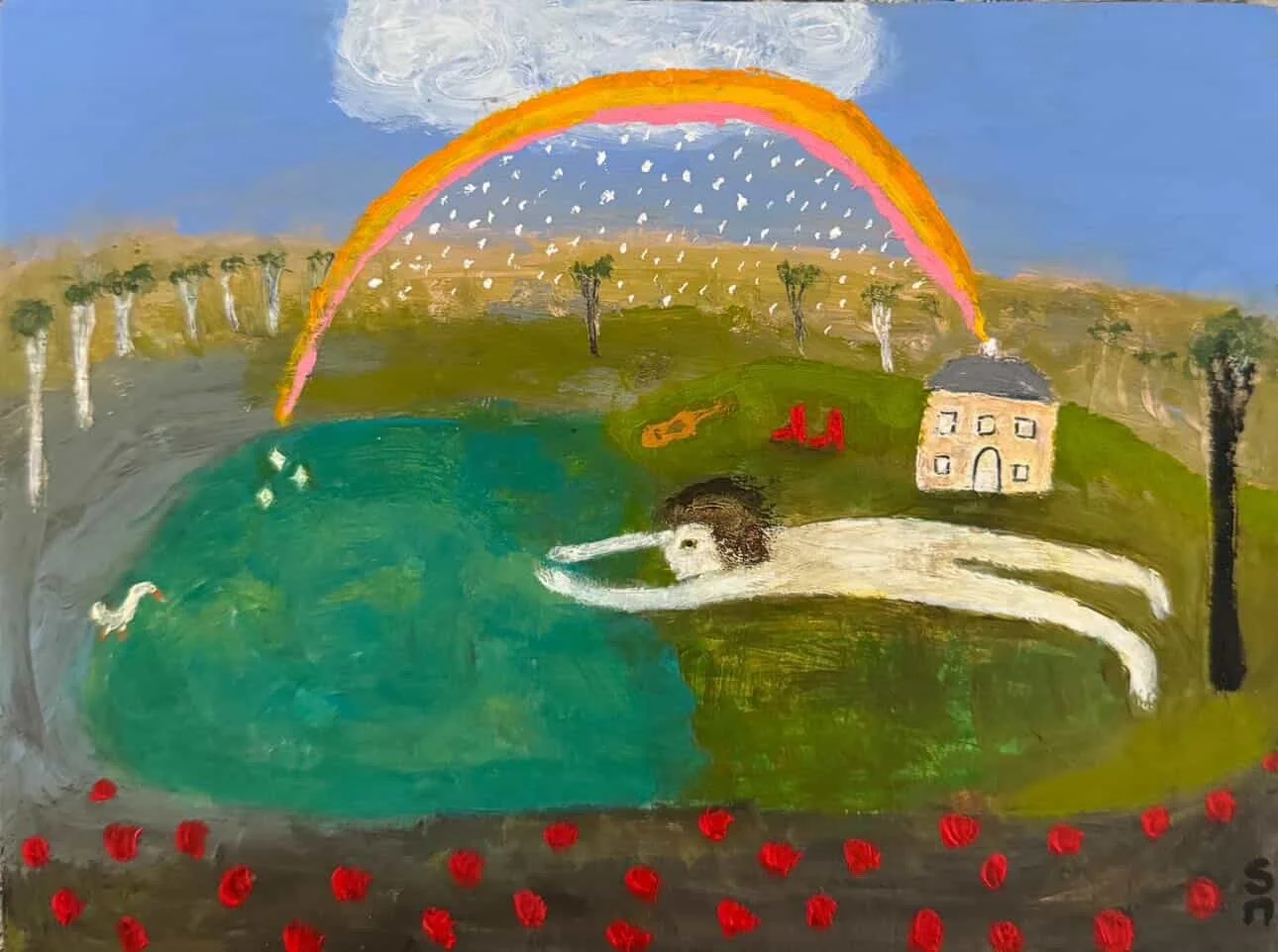 Every Time I Think About Him Now 18.5 x 14cm acrylic on ply $450