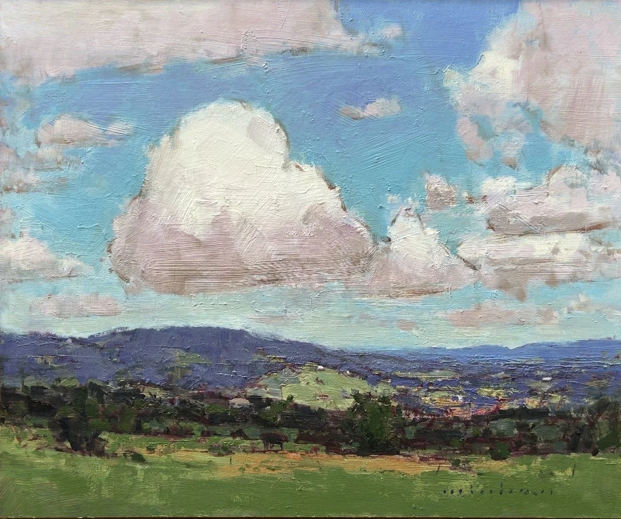 MINHAN CHO Lifted 61 x 51 cm framed oil on board $2500