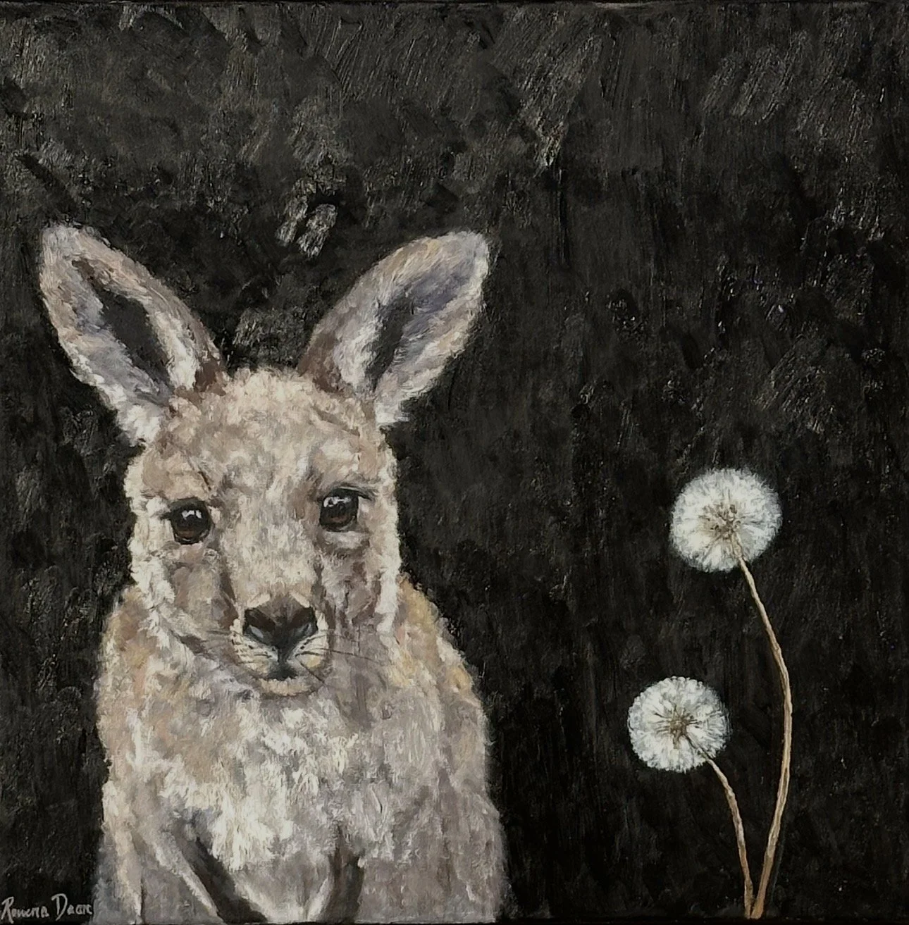 Delicate 50 x 50 cm framed oil on canvas $1900