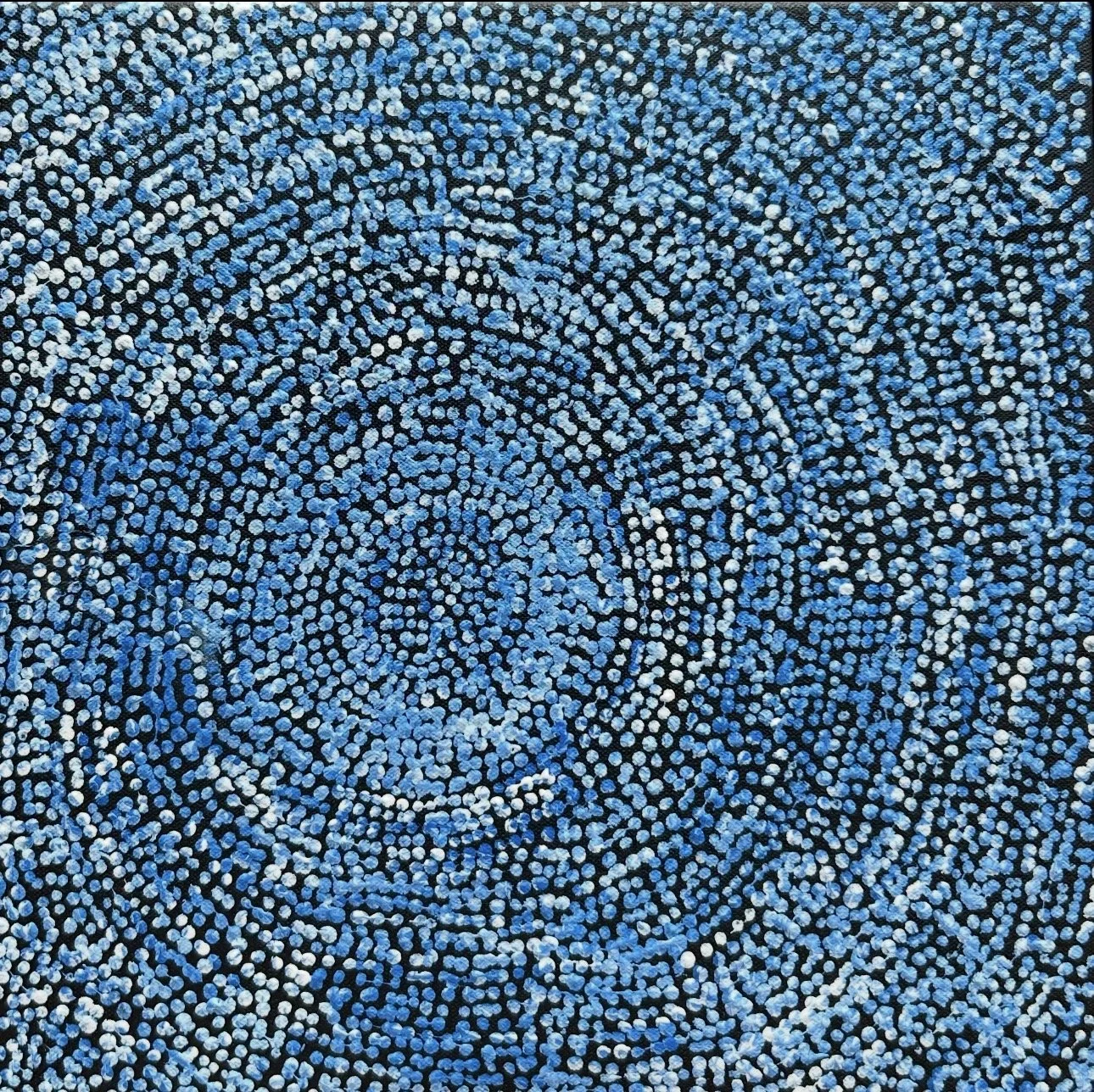 SARAH NAPURRURLA LEO Water Dreaming 30 x 30cm framed acrylic on canvas $450