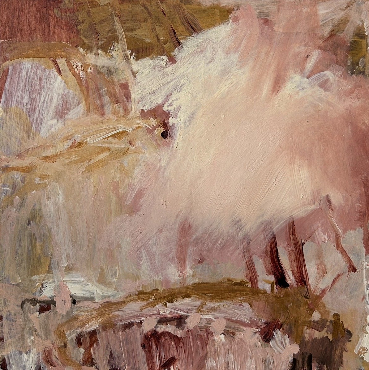 REE HODGES Bloom Across The Horizon Acrylic and Oilstick on Board $850