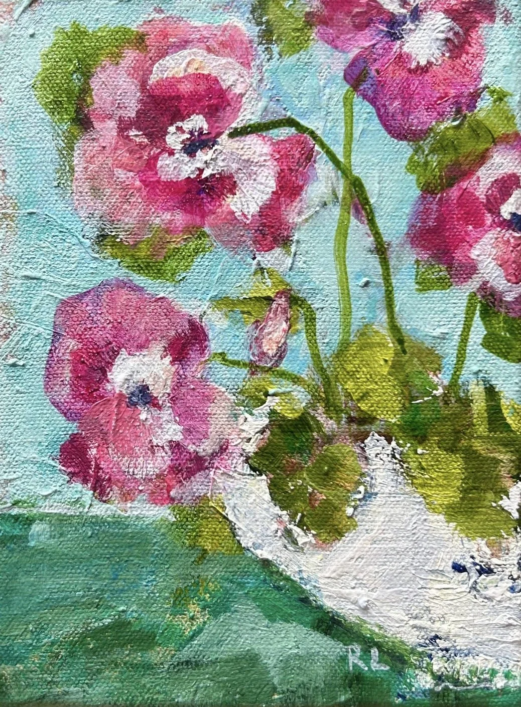Petite Pansy 20.5 x 15 cm framed acrylic on canvas $400 
