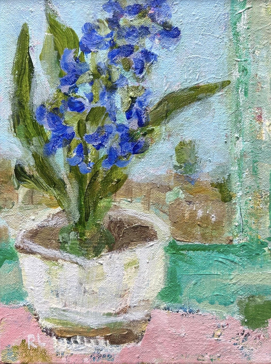 Standing Still 31 x 23 cm framed acrylic on canvas $650