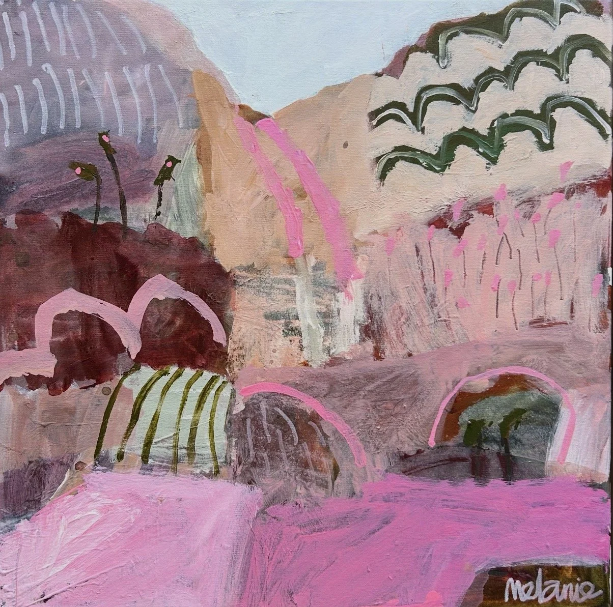 MELANIE OBST A Place We'd Once Called Home 50 x 50 cm framed acrylic on canvas $1100
